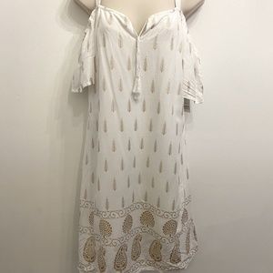 NWT Lapogge white and gold dress